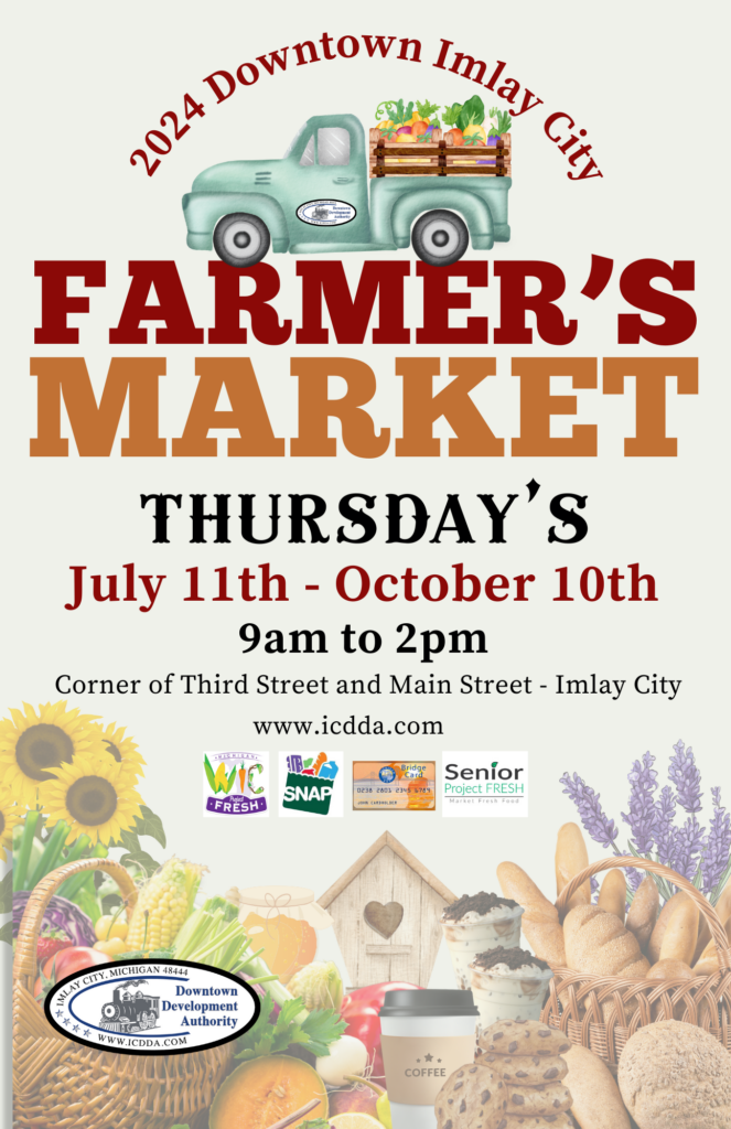 2024 Imlay City Farmers&#039; Market poster.