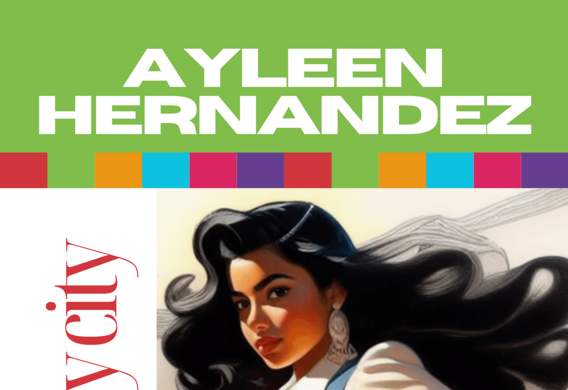 Illustrated poster of Ayleen Hernandez, stylish urban student.